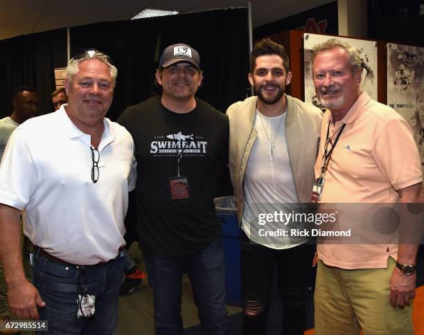 Dave Dewaard - Basis, Singers/Songwriters Rhett Akins, Thomas Rhett and Gil Cunningham Neste Event Marketing backstage during Music And Miracles...