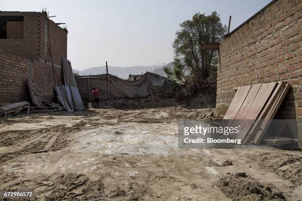 Homes destroyed by massive floods are seen in the village of Carapongo, Chosica district in Lima, Peru, on Saturday, April 22, 2017. Peru's Finance...