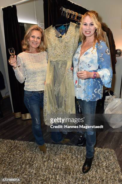 Andrea L'Arronge and Christine Zierl during the 'Kunst & Kleid' fashion cocktail on April 25, 2017 in Munich, Germany.