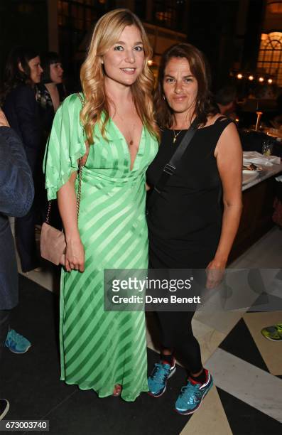 Kate Bryan and Tracey Emin attend a pre-opening dinner hosted by Kate Bryan at Zobler's Delicatessen at The Ned London on April 25, 2017 in London,...