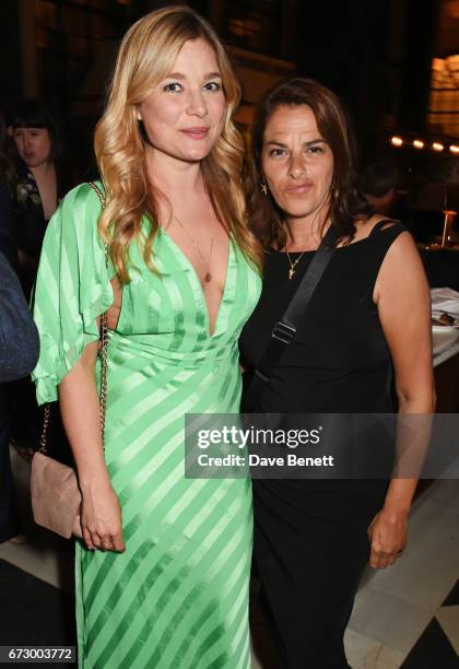 Kate Bryan and Tracey Emin attend a pre-opening dinner hosted by Kate Bryan at Zobler's Delicatessen at The Ned London on April 25, 2017 in London,...