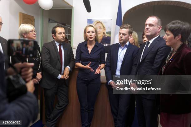 French far-right National Front deputy Marion Marechal Le Pen gives a press conference on April 25, 2017 in Denain, France.