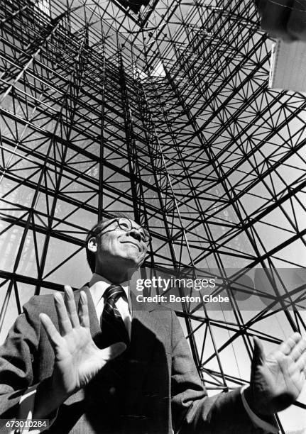 Architect I.M. Pei stands inside the John F. Kennedy Presidential Library and Museum in Boston, which he designed, during a pre-opening press...