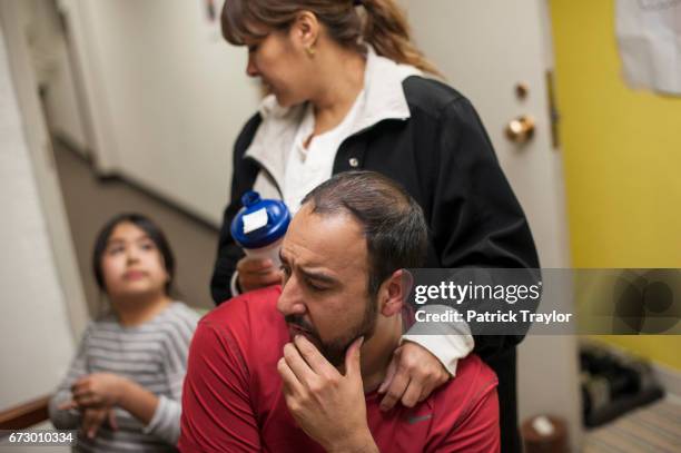 Arturo Hernandez Garcia gets a visit from his family on Feb. 20, 2015. At left is his daughter Andrea and behind his wife Ana Sauzameda. Garcia has...