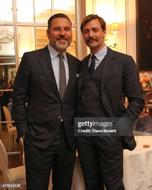 David Walliams and Patrick Grant attend a VIP dinner celebrating Mrs Alice for French Sole at The Connaught Hotel on April 25, 2017 in London,...