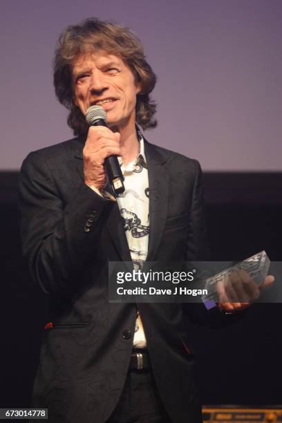 Mick Jagger of The Rolling Stones accepts the award for Album Of The Year: Public Vote for their album 'Blue & Lonesome' at the Jazz FM Awards 2017...