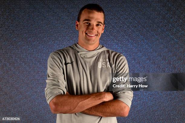 Freestyle skier Nick Goepper poses for a portrait during the Team USA PyeongChang 2018 Winter Olympics portraits on April 25, 2017 in West Hollywood,...