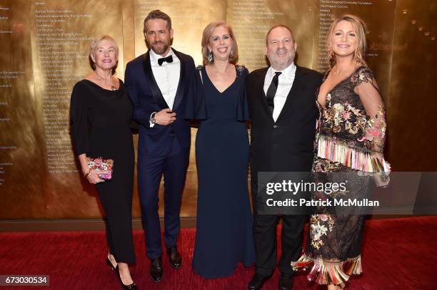 Tammy Reynolds, Ryan Reynolds, Nancy Gibbs, Harvey Weinstein and Blake Lively attend the 2017 TIME 100 Gala at Jazz at Lincoln Center on April 25,...