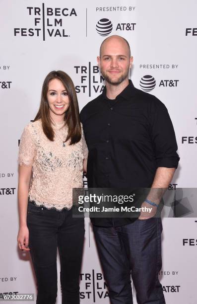 Sarah Albonesi and Doug Larlham of "Puppy Love" attend Tribeca Snapchat Shorts showing during 2017 Tribeca Film Festival at Cinepolis Chelsea on...