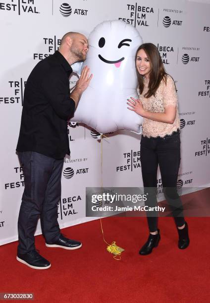Sarah Albonesi and Doug Larlham of "Puppy Love" attend Tribeca Snapchat Shorts showing during 2017 Tribeca Film Festival at Cinepolis Chelsea on...