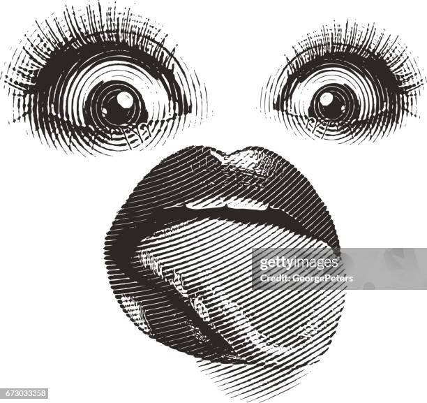 bizarre mouth with tongue sticking out. isolated on white. - human lips stock illustrations stock illustrations