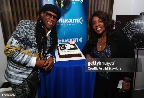 Musician Nile Rodgers and singer Gloria Gaynor attend SiriusXM Town Hall taping on Studio 54 Radio celebrating the 40th anniversary of Studio 54 at...