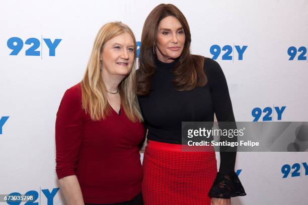 Jennifer Finney Boylan and Caitlyn Jenner attend a conversation on transgender Identity nnd courage at 92nd Street Y on April 25, 2017 in New York...
