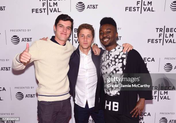 Brannen Haderle, Alex Berry and Stanley Kalu of "Live Colorfully" attends Tribeca Snapchat Shorts showing during 2017 Tribeca Film Festival at...