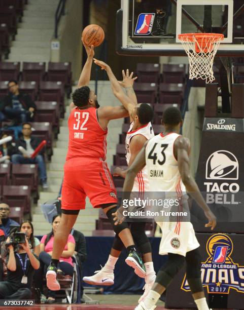 April 25: Joshua Smith of the Rio Grande Valley Vipers goes up for the shot during Game Two of the D-League Finals against the Raptors 905 at the...