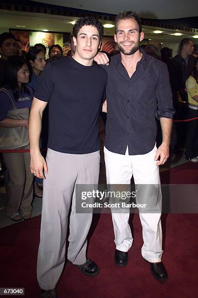 Actors Jason Biggs and Seann William Scott attend the Australian premiere of "American Pie 2" November 22, 2001 at the Village/Greater Union/Hoyts...