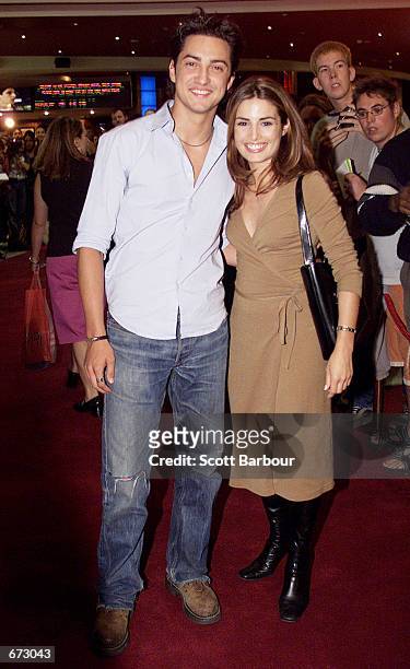 Actress Ada Nicodemon and a friend attend the Australian premiere of "American Pie 2" November 22, 2001 at the Village/Greater Union/Hoyts Centre in...