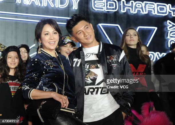 Actor Nicky Wu and actress Carina Lau attend the press conference of clothes brand Ed Hardy on April 25, 2017 in Shanghai, China.