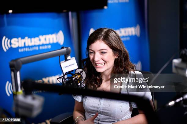 Lorde visits ÔHits 1 in HollywoodÕ on SiriusXM Hits 1 channel at the SiriusXM Studios in Los Angeles on April 25, 2017 in Los Angeles, California.