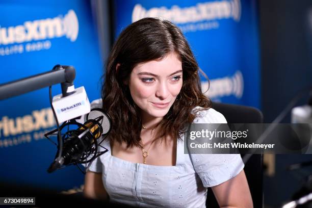 Lorde visits ÔHits 1 in HollywoodÕ on SiriusXM Hits 1 channel at the SiriusXM Studios in Los Angeles on April 25, 2017 in Los Angeles, California.