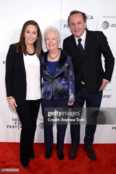 Diane Lane, Eleanor Coppola and Arnaud Viard attend the "Paris Can Wait" premiere during the 2017 Tribeca Film Festival at BMCC Tribeca PAC on April...