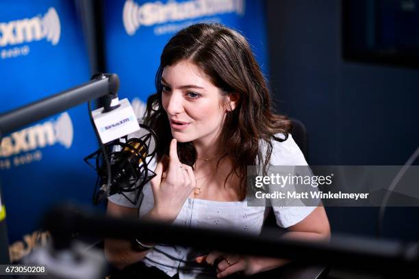 Lorde visits ÔHits 1 in HollywoodÕ on SiriusXM Hits 1 channel at the SiriusXM Studios in Los Angeles on April 25, 2017 in Los Angeles, California.