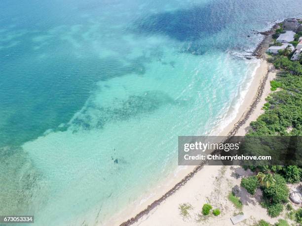 aerial view of saint martin beaches - saint martin caribbean foto e immagini stock