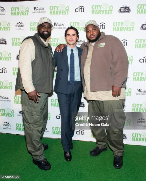City Harvest driver Donte Moore, Zac Posen and City Harvest driver Randy Headley attend the 23rd Annual City Harvest "An Evening of Practical Magic"...