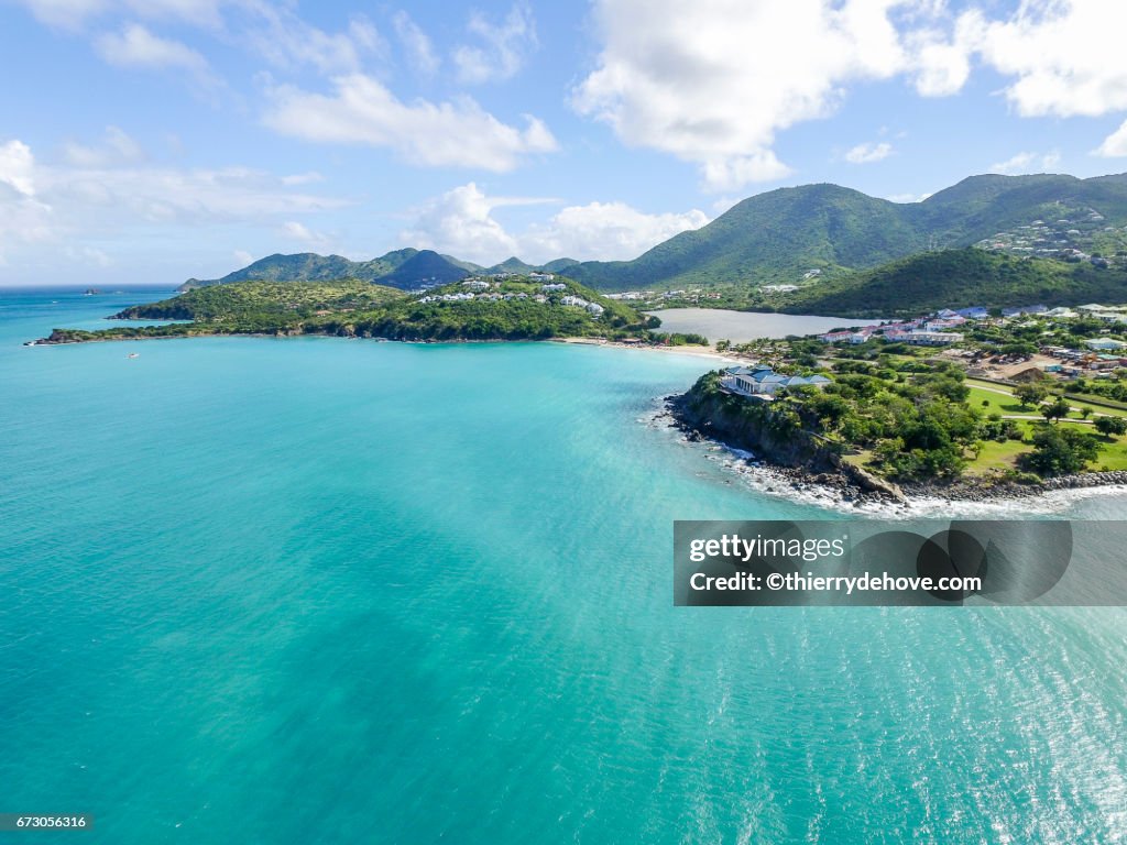 Aerial view of Saint Martin Beaches