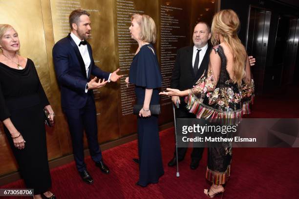 Tammy Reynolds, Ryan Reynolds, TIME managing editor Nancy Gibbs, Harvey Weinstein and Blake Lively attend 2017 Time 100 Gala at Frederick P. Rose...