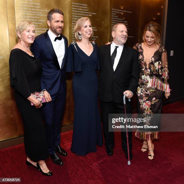 Tammy Reynolds, Ryan Reynolds, TIME managing editor Nancy Gibbs, Harvey Weinstein and Blake Lively attend 2017 Time 100 Gala at Frederick P. Rose...