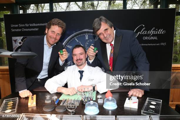 Philip Greffenius, Edition Sportiva, and Peter Pongratz and watchmaker during the piano night hosted by Wempe and Glashuette Original at Gruenwalder...