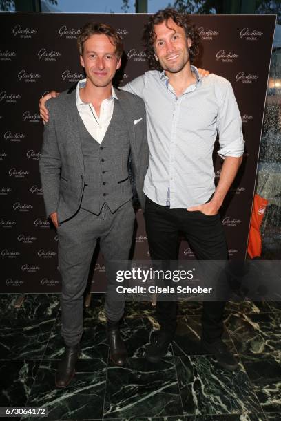 Benedikt 'Ben' Blaskovic and singer Adrian Winkler during the piano night hosted by Wempe and Glashuette Original at Gruenwalder Einkehr on April 25,...