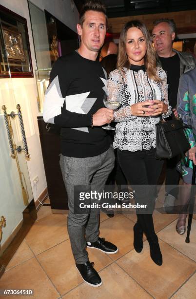 Soccer player Miroslav Klose and his wife Sylwia Klose during the piano night hosted by Wempe and Glashuette Original at Gruenwalder Einkehr on April...