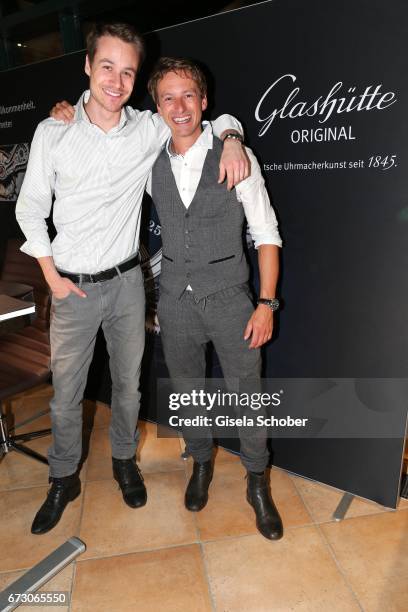 Max Felder and Benedikt 'Ben' Blaskovic during the piano night hosted by Wempe and Glashuette Original at Gruenwalder Einkehr on April 25, 2017 in...