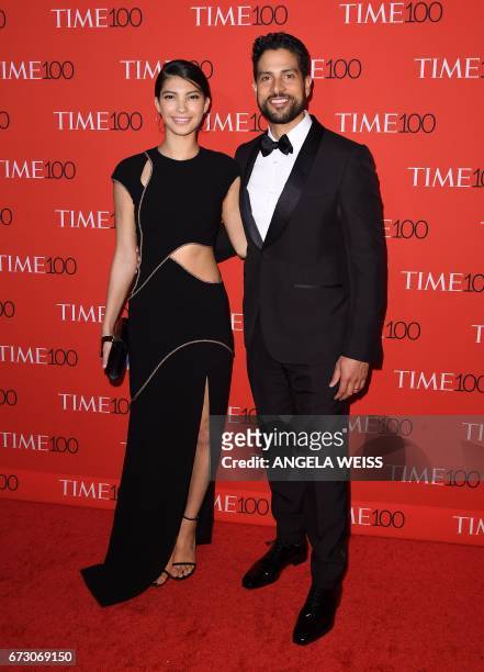 Grace Gail and actor Adam Rodriguez attend the 2017 Time 100 Gala at Jazz at Lincoln Center on April 25, 2017 in New York City. / AFP PHOTO / ANGELA...