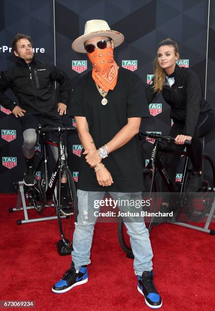 Heuer Art Provacateur Alec Monopoly attends TAG Heuer unveiling of Amgen Tour of California Best Young Rider Jersey with Brand Ambassador Alec...