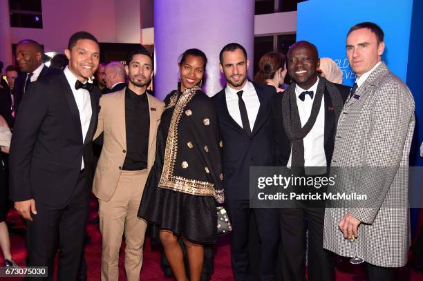 Trevor Noah, Riz Ahmed, Ashley Shaw-Scott, Jean-Georges d'Orazio, David Adjaye and Raf Simons attend the 2017 TIME 100 Gala at Jazz at Lincoln Center...