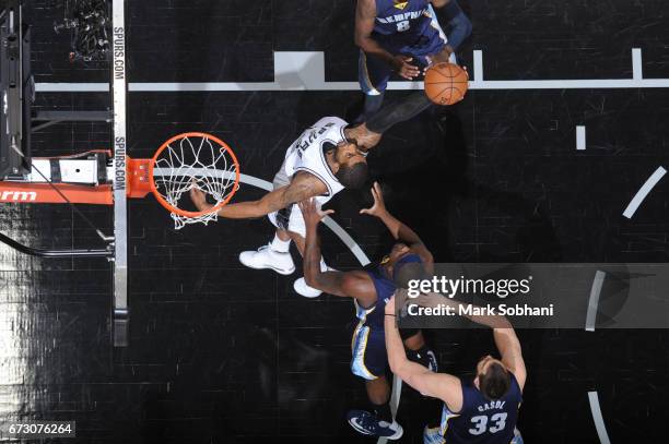 LaMarcus Aldridge of the San Antonio Spurs goes up for a rebound against the Memphis Grizzlies during Game Five of the Western Conference...