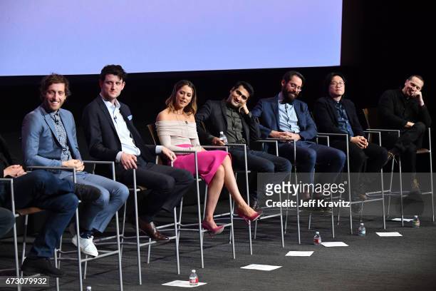 Actors Thomas Middleditch, Zach Woods, Amanda Crew, Kumail Nanjiani, Martin Starr, Jimmy O. Yang, and Matt Ross at HBO's "Silicon Valley" - FYC on...