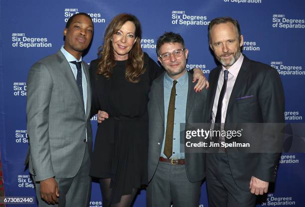 Actors Corey Hawkins, Allison Janney, director Trip Cullman and John Benjamin Hickey attend the "Six Degrees of Separation" Broadway opening night...