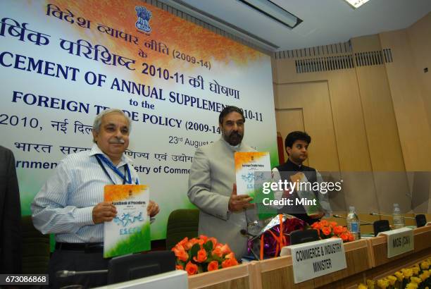 Anand Sharma, Union Minister of Commerce & Industry, announces annual supplement to the foreign trade policy.