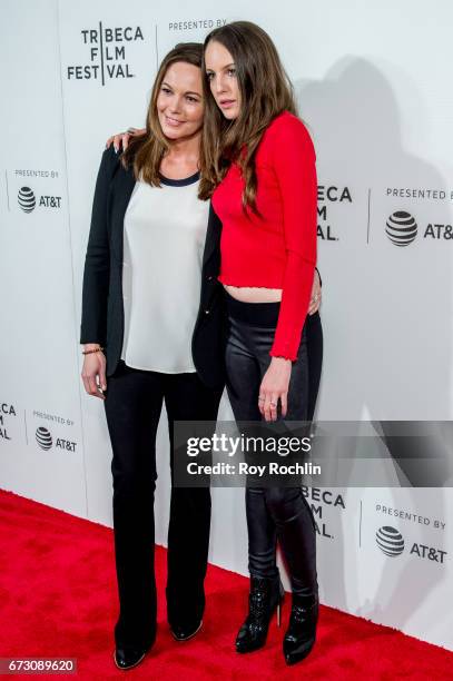 Diane Lane and Eleanor Lambert attend the 2017 Tribeca Film Festival - "Paris Can Wait" screening at BMCC Tribeca PAC on April 25, 2017 in New York...
