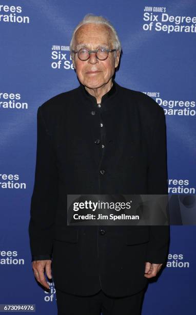 Writer John Guare attends the "Six Degrees of Separation" Broadway opening night after party at Brasserie 8 1/2 on April 25, 2017 in New York City.