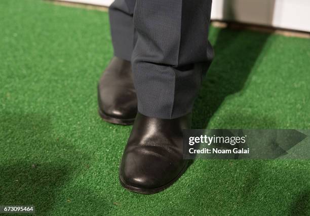 Designer Zac Posen, shoe detail, attends the 23rd Annual City Harvest "An Evening of Practical Magic" Gala at Cipriani 42nd Street on April 25, 2017...