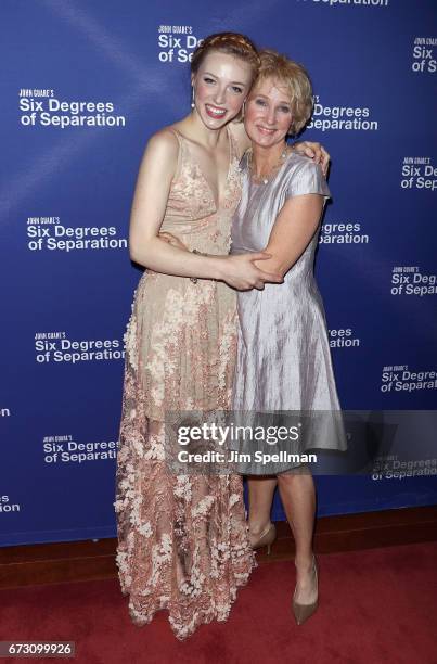 Actress Sarah Mezzanotte and her mother attend the "Six Degrees Of Separation" Broadway opening night after party at Brasserie 8 1/2 on April 25,...