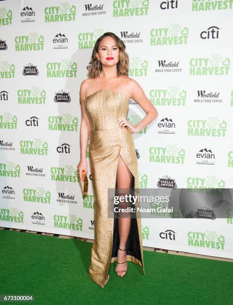 Chrissy Teigen attends the 23rd Annual City Harvest "An Evening of Practical Magic" Gala at Cipriani 42nd Street on April 25, 2017 in New York City.