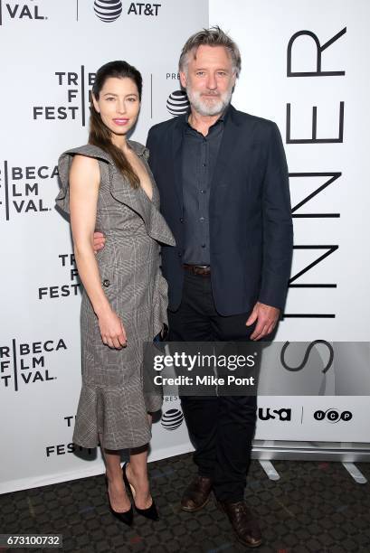 Jessica Biel and Bill Pullman attend 'The Sinner' Premiere during the 2017 Tribeca Film Festival at SVA Theatre on April 25, 2017 in New York City.