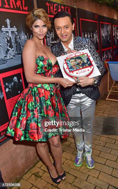 Micaela Schaefer and Julian F. M. Stoeckel during the celebration of Julian F. M. Stoeckels 25th birthday on April 25, 2017 in Berlin, Germany.