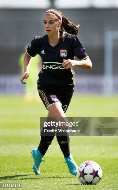 Alex Morgan of Olympique Lyonnais in action during the UEFA Women's Champions League semi final first leg match between Manchester City Women and...